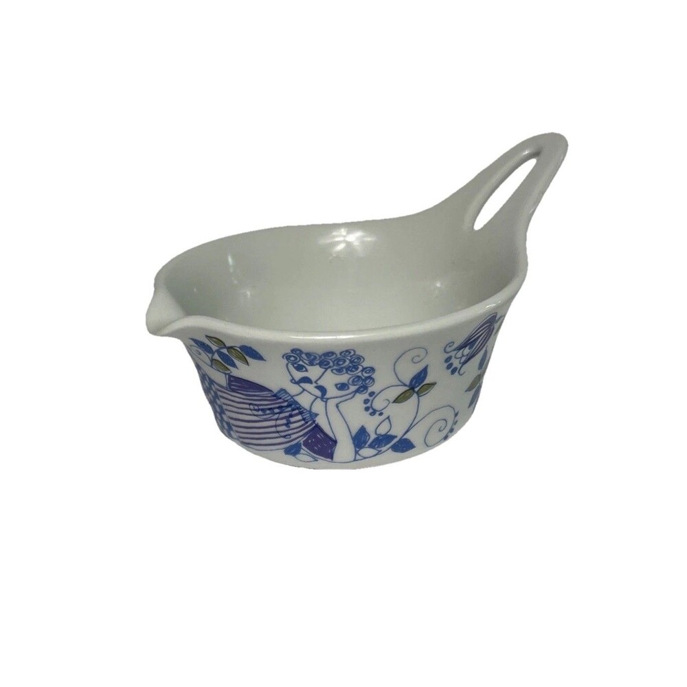 Figgjo Lotte Norway Measuring Cup 8 Oz Sauce Dish Mustache Man Flowers Retro 70s
